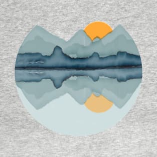 Japanese Lake Landscape in Watercolor T-Shirt